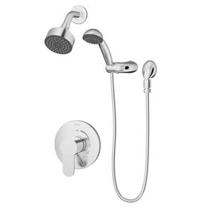 1-Spray Pattern 1.5 GPM 3.1 in. Wall Mounted Dual Shower Heads Trim Kit in Polished Chrome (Valve Not Included)