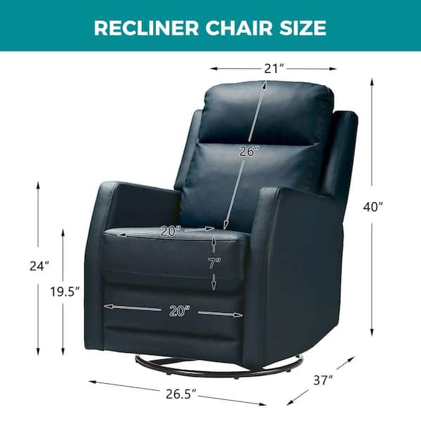 JAYDEN CREATION Coral Classic Navy Faux Leather Swivel Recliner