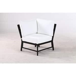 West Park Black Aluminum Corner Outdoor Sectional Chair with CushionGuard White Cushion