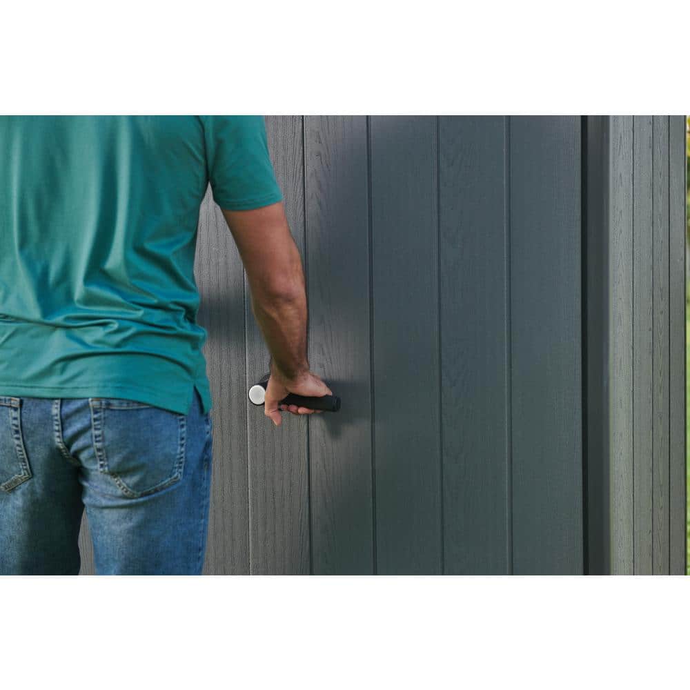 Gray Resin Vertical Outdoor Storage Shed with Double Doors