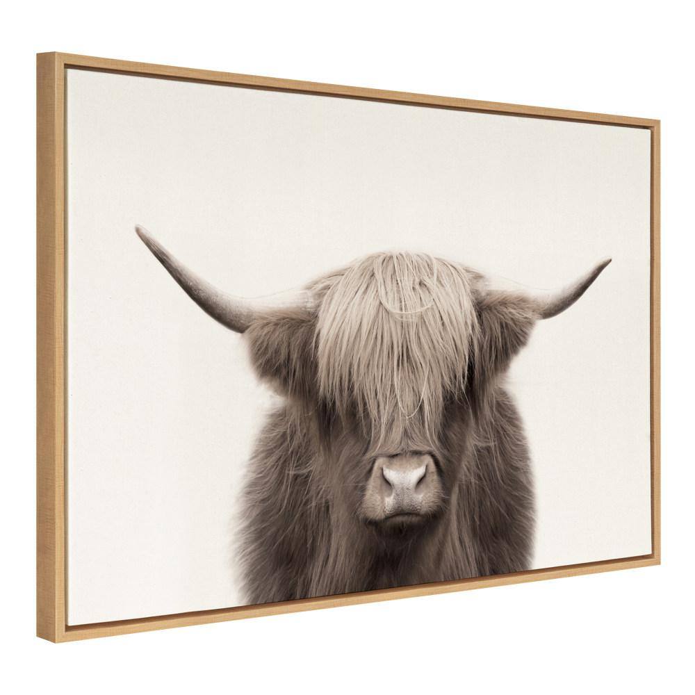 Natural Highland Cow Canvas Print with Polystyrene Frame