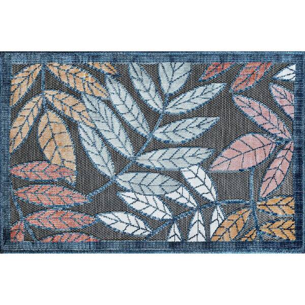 Tayse Rugs Tropic Floral Black 2 ft. x 3 ft. Indoor/Outdoor Area Rug