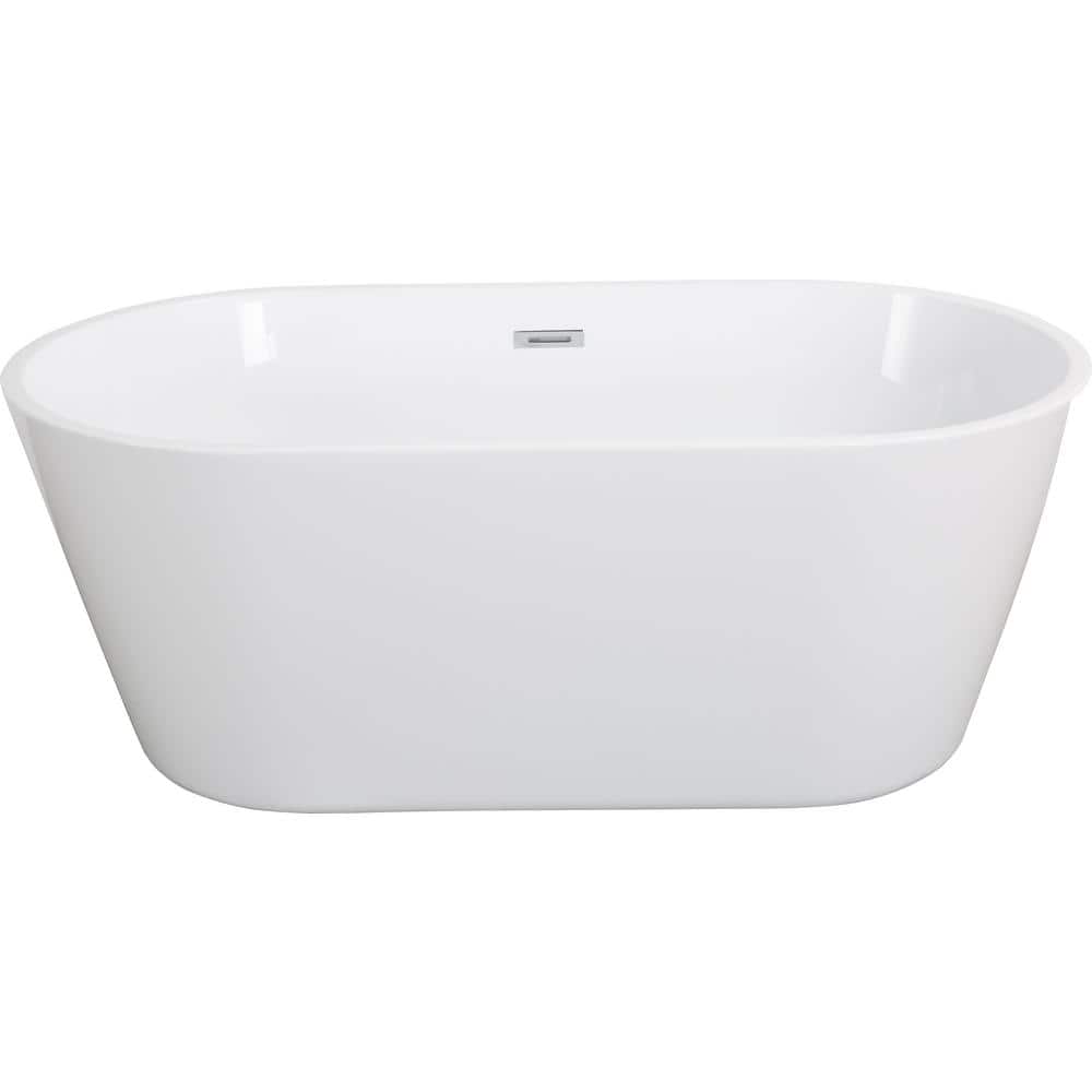59 in. x 31 in. Soaking Bathtub with Chrome Overflow and Drain in White cUP
