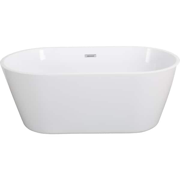 Unbranded 59 in. x 31 in. Soaking Bathtub with Chrome Overflow and Drain in White cUPC Certified