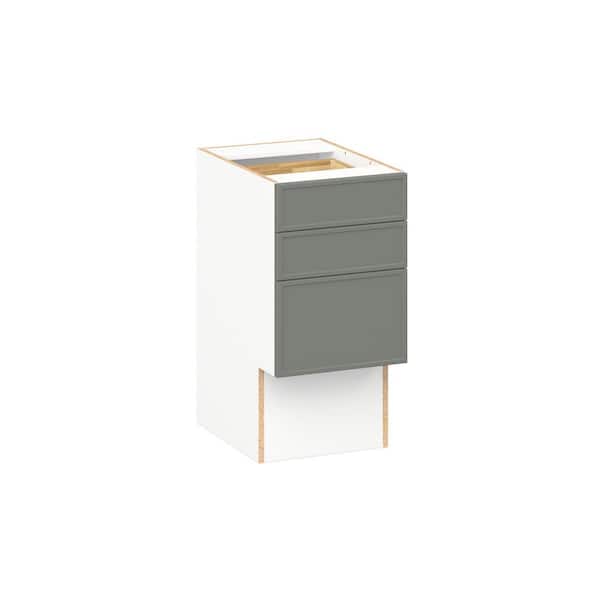 Fairview 15 in. W x 21 in.D x 30 in.H Assembled Slim Shaker Accesible ADA Bath Drawer Base Kitchen Cabinet in Moss Green