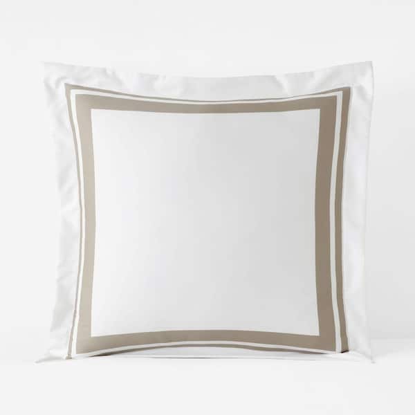 Legends Hotel Double Border Light Birch Wrinkle-Free Supima Cotton Euro Sham