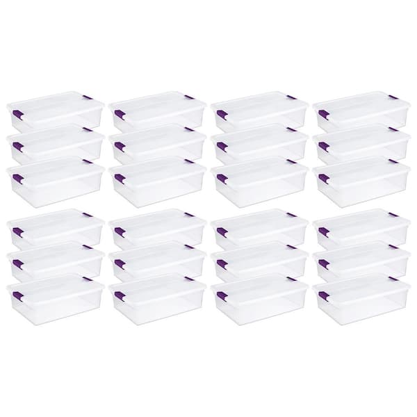 Sterilite 32 Qt Latching Storage Box, Stackable Bin With Latch Lid, Plastic  Container To Organize Clothes Underbed, Clear With White Lid, 18-pack :  Target