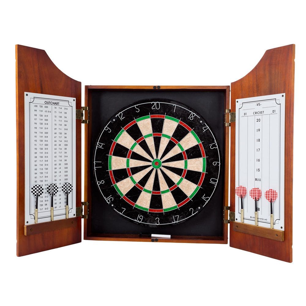 Trademark Games Dart Board Cabinet Set, Pine 15-91008 - The Home Depot