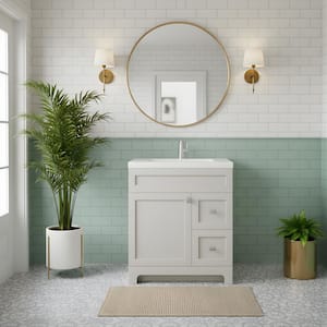 Daisy 30 in. W x 21 in. D x 36.5 in. H S/Sink Free Standing Bath Vanity in Willow Gray with Cultured Marble Top in White