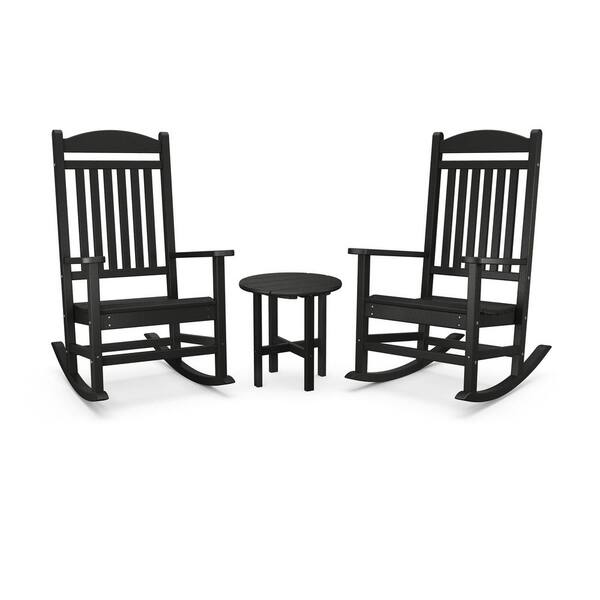 black outdoor rocker set