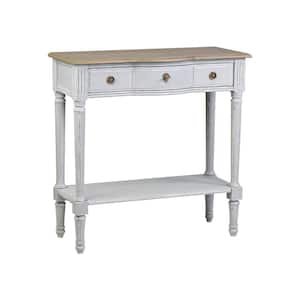 Gracelynn 32 in. Light Gray Standard Rectangle Bayur Wood Console Table with Drawers