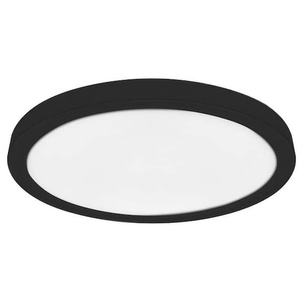 LUXRITE 5 In. Black Modern Flush Mount Ceiling Light Fixture LED Integrated 12W 800LM 5CCT 2700K-5000K Dimmable
