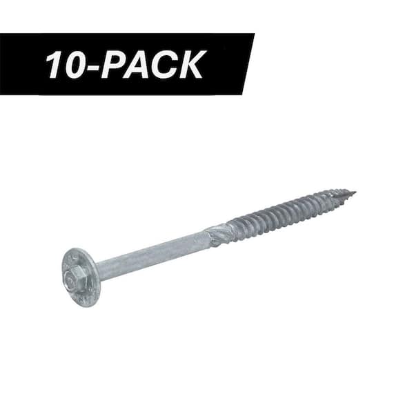 3/8 in. x 6 in. Hex Drive Washer Head Structural Hot Dipped Galvanized Screw (10-Piece)