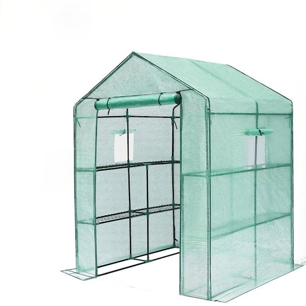 57 in. W x 57 in. D x 76 in. H Greenhouse for Outdoors, Durable Green House Kit with Window for Backyard, Green