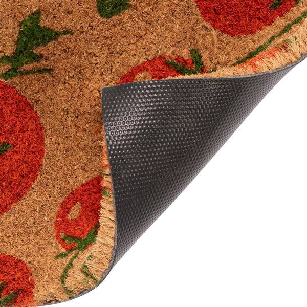 Storied Home Tomatoes Print Beige 16 in. x 32 in. Coir PVC Backing
