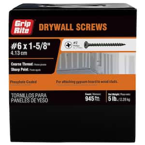 #6 x 1-5/8 in. Philips Bugle-Head Coarse Thread Sharp Point Drywall Screws (5 lbs./Pack)