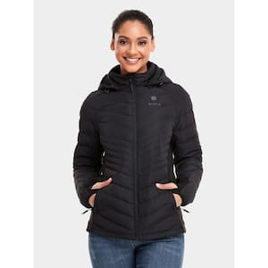Women's Large Black 7.38-Volt Lithium-Ion Heated Down Jacket with 90% Down Insulation and 1 Upgraded Battery Pack