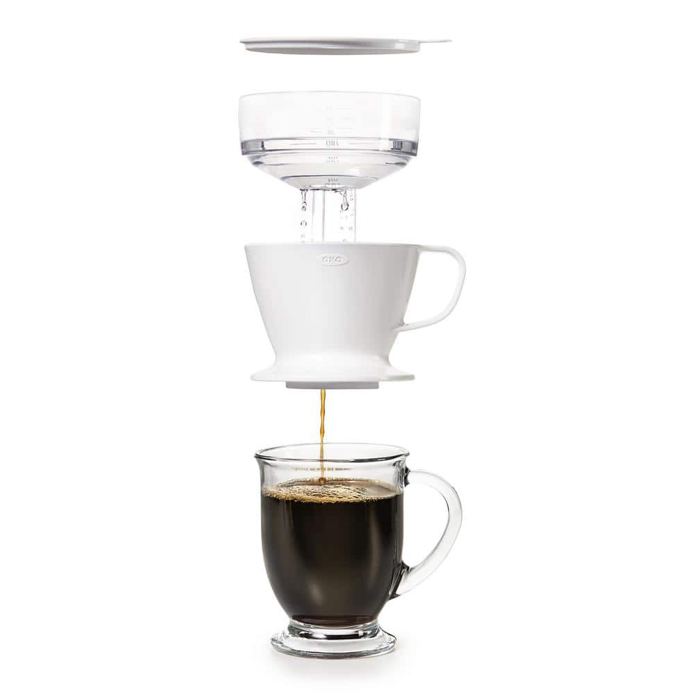 White 12 oz Single Serve Pour-Over Coffee Maker