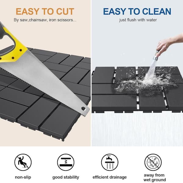 Afoxsos 12 ft. x 12 ft. Plastic Interlocking Deck Tiles Waterproof in Blue (27 Per Pack)
