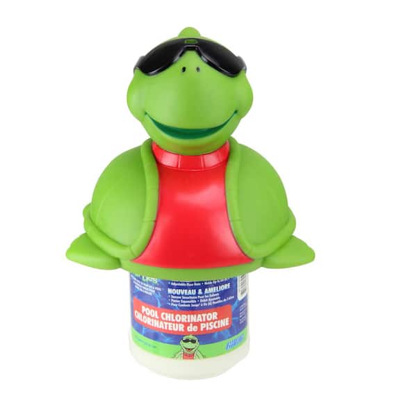Pool Central 11.5 in. Turtle with Sunglasses Floating Swimming Pool Chlorine Dispenser
