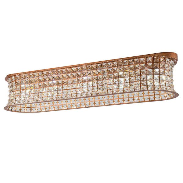 ZYZWMB 35 in. 5-Light Vintage Antique Brass Rectangle Crystal