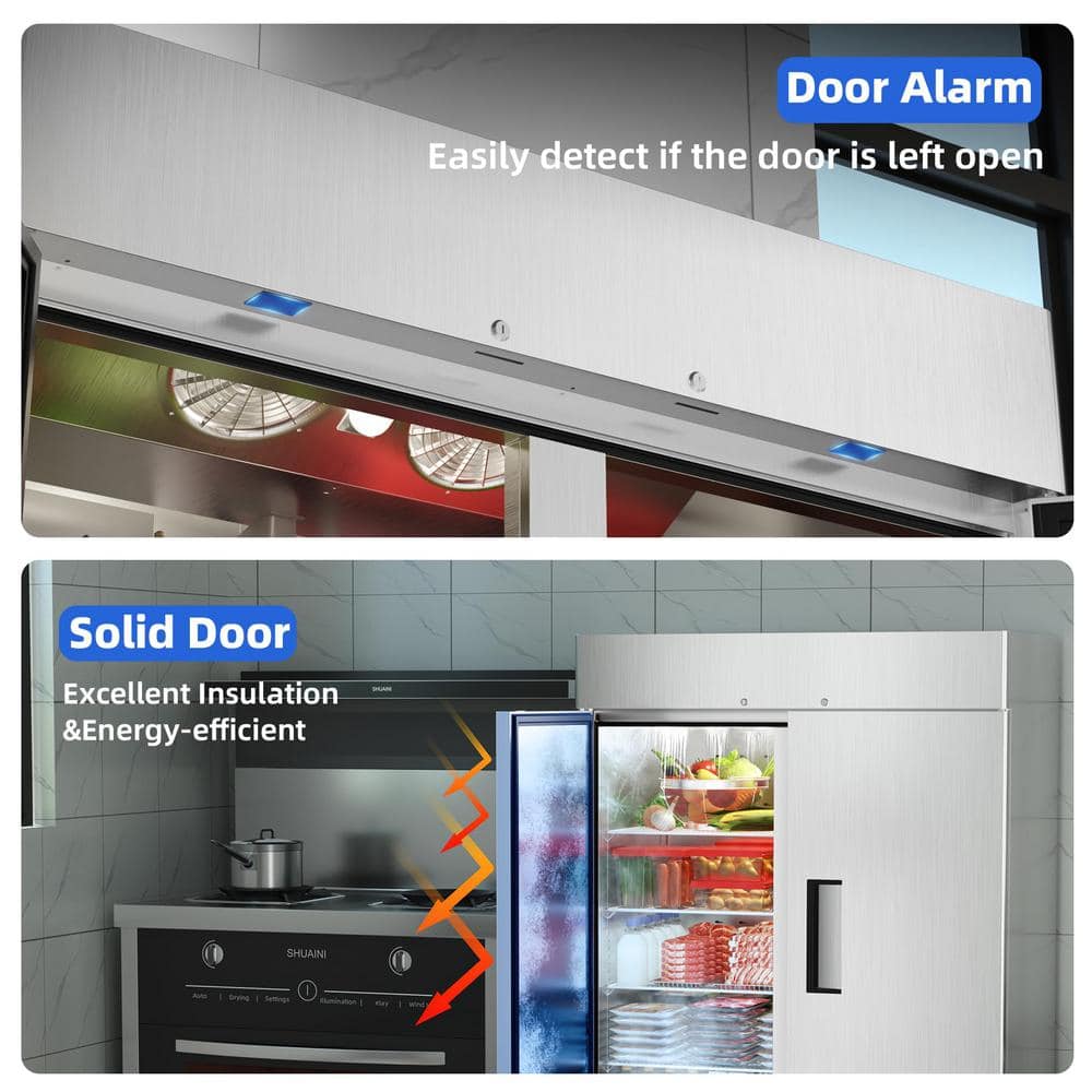 54" Silver Stainless Steel Commercial Reach-In Refrigerator with Adjustable Shelves