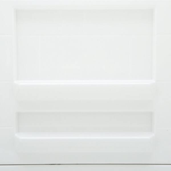 Varia Subway Tile 30 in. x 60 in. x 76 in. AcrylX Acrylic Finished 4-pc. Bath and Shower Kit w/Right Drain in White