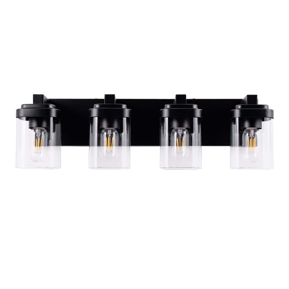 24 in 4-Light Black Vanity Light Bar with Rectangular Clear Glass Shade price history on PriceWatchPro