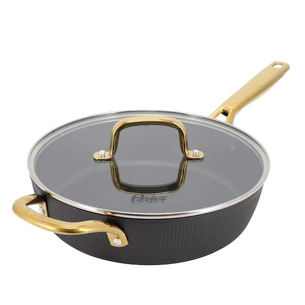Abbottsford 4 qt. Nonstick Aluminum Saute Pan with Glass Lid in Black