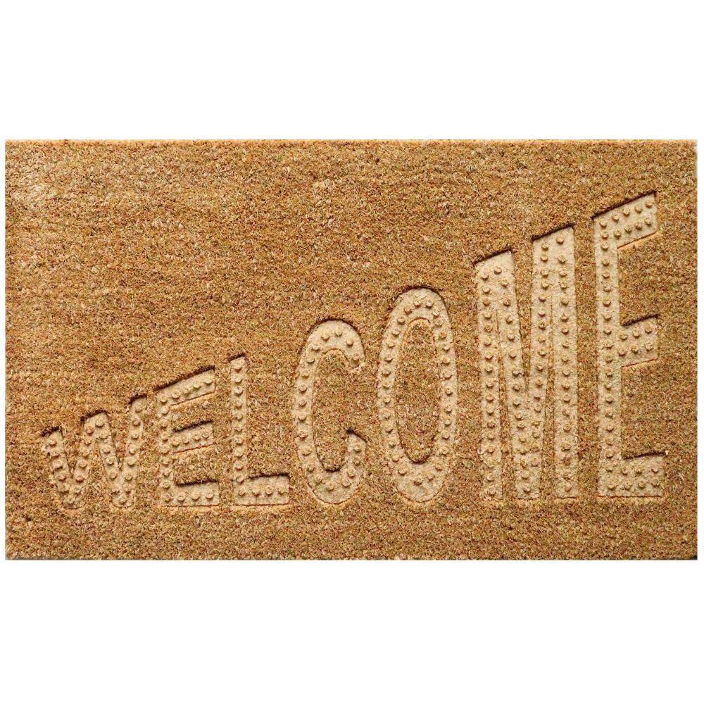 "Heavy Duty Doormat Non Slip PVC Baking Embossed Design Fiber Floor Mat for Entryway 18x30"", Charming Welcome" price history on PriceWatchPro