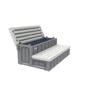 36 in. Grey Universal Resin Spa and Hot Tub Steps with Storage Compartments for Above Ground Pool