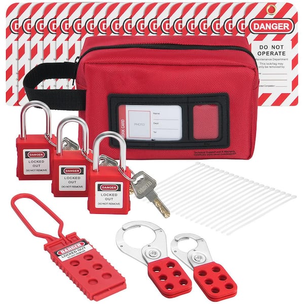 SVOPES 26-Pieces Electrical Lockout Tagout Kit, Safety Padlock, Hasps, Tag, Nylon Ties, Industrial Electric Power Safety Tools