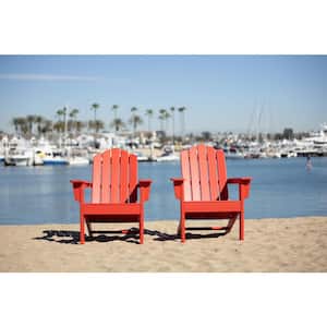 Marina Red Poly Plastic Outdoor Patio Adirondack Chair (2-Pack)