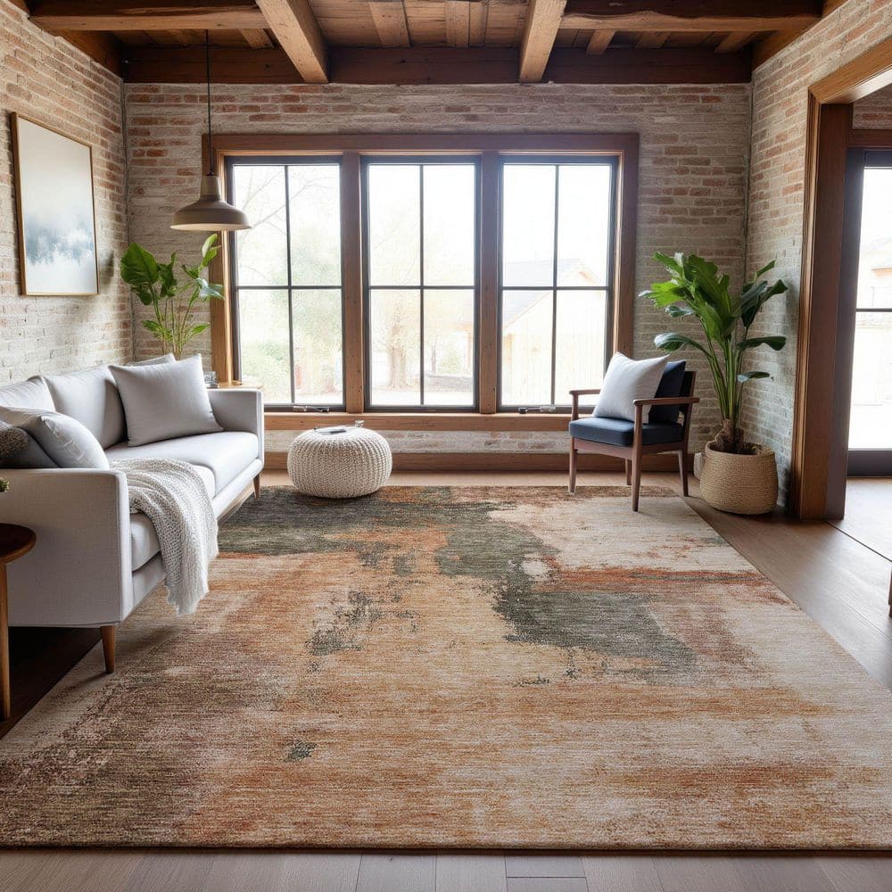 Mayfield Premium Machine Washable Abstract AMF1068 Terracotta 5 ft. x 7 ft. 6 in. Area Rug price history on PriceWatchPro
