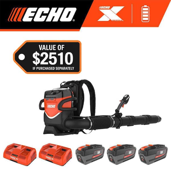 56V X Series 225 MPH 950 CFM Cordless Battery Powered Backpack Blower w/ (3) 8.0Ah Batteries and (2) Dual Port Chargers