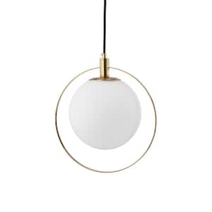 Pavlina 11 in. 1-Light Indoor Black and Brass Finish Bubble Pendant Light with Light Kit