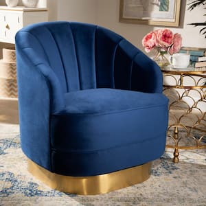 Fiore Royal Blue Velvet Swivel Accent Chair