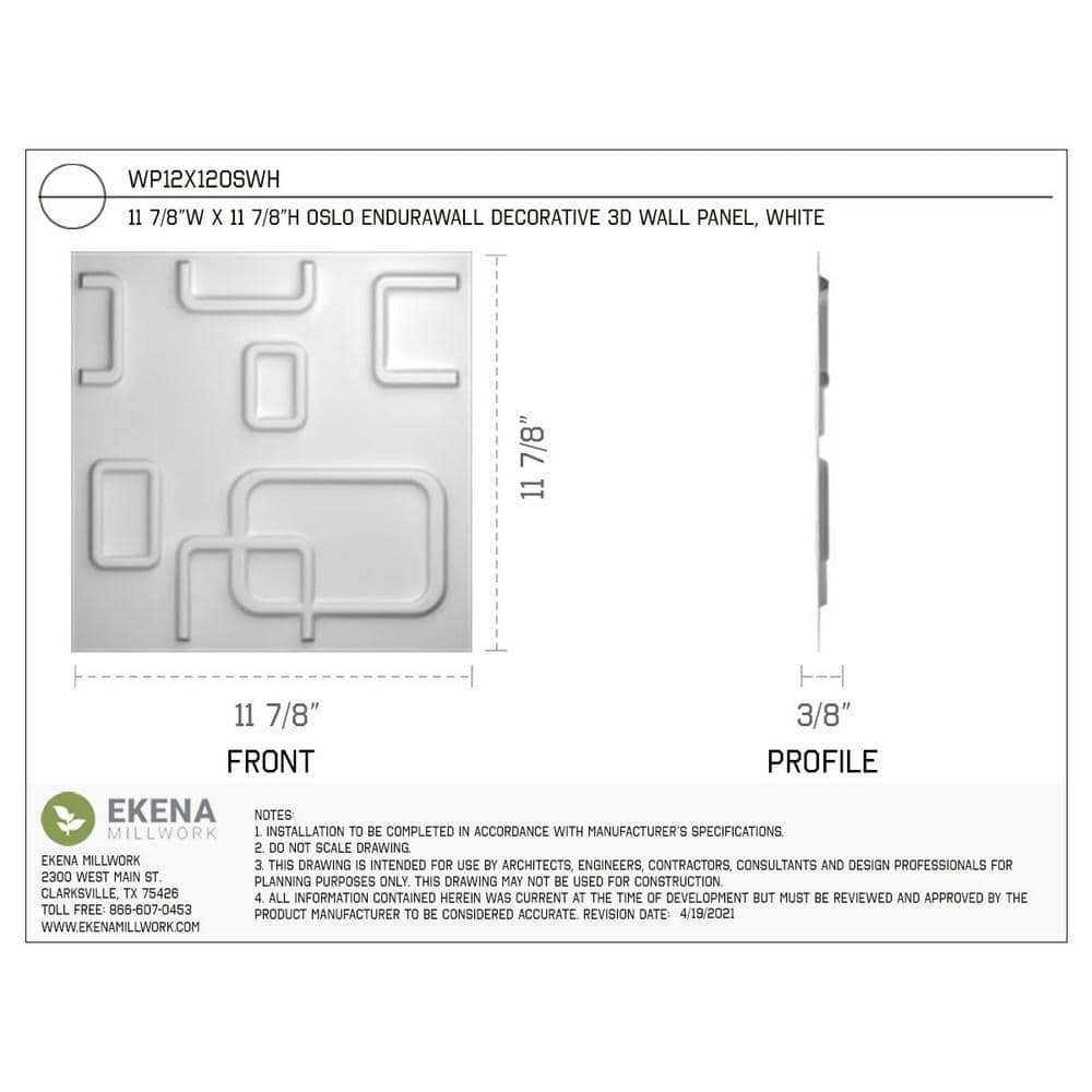 White Textured 3D PVC Decorative Wall Panel 11-7/8" x 11-7/8"