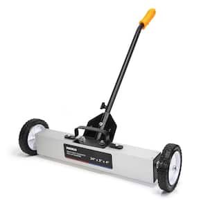 24 in. Rolling Magnetic Sweeper with Wheels, 50 lbs. Capacity, Adjustable Handle and Floor Magnet Pick-up Tool