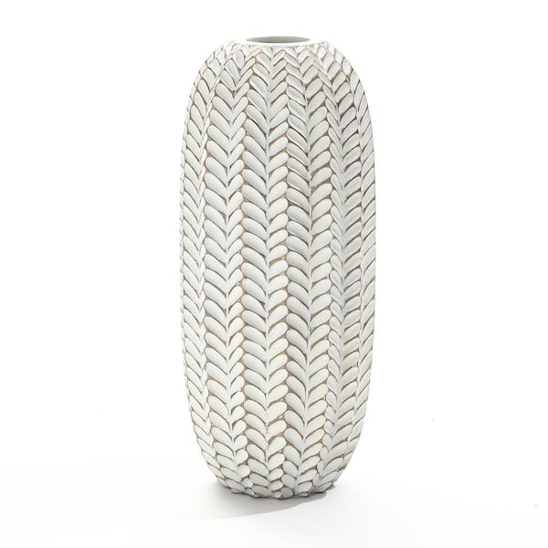 LuxenHome 17 in. H Modern Geometric Pattern Polyresin Cylinder Vase