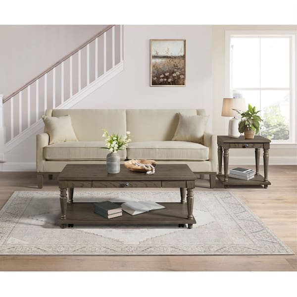 Picket House Furnishings Royale 50 in.  Grey Rectangle Coffee Table with Drawer