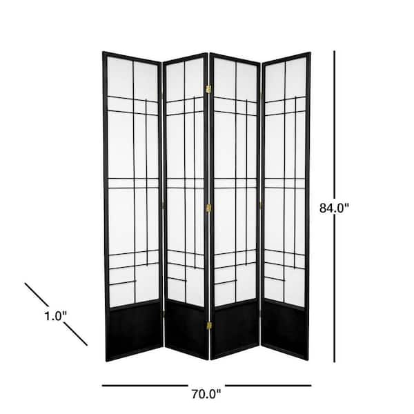 7 ft. Black 4-Panel Room Divider