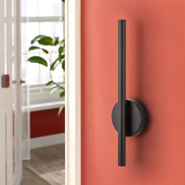 Breshay 17.7 in. 1-Light Black Modern Linear Integrated LED 3000K Warm Light Wall Sconce with Light Bar