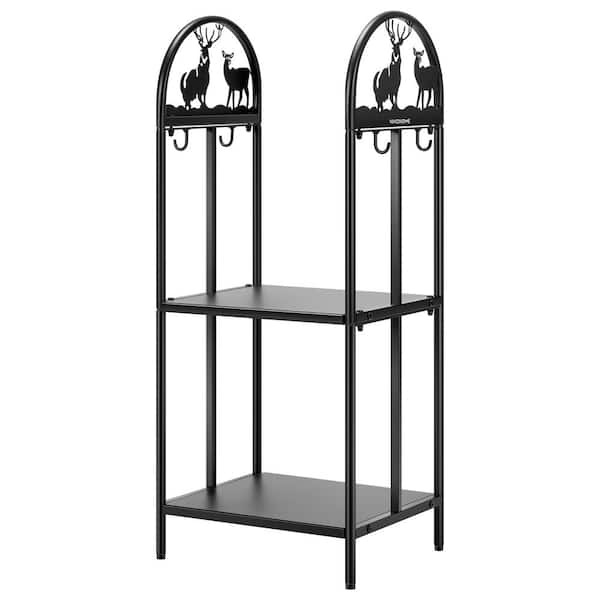 Width 2-Tier 3 ft. 15.4 in. Indoor/Outdoor Wrought Iron Firewood Rack with Elk Pattern