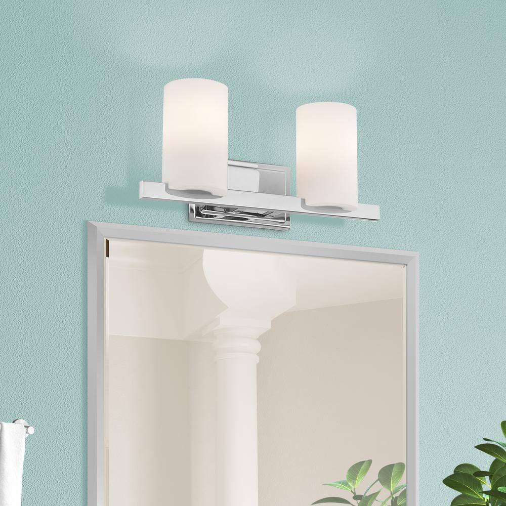 Polished Chrome 2-Light Vanity with Satin Opal Glass