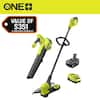 RYOBI ONE+ 18V Cordless Battery String Trimmer/Edger and Jet Fan Blower Combo Kit (2-Tools) with 4.0 Ah Battery and Charger PCLCK202K