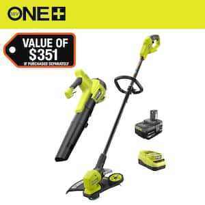 RYOBI ONE+ 18V Cordless String Trimmer/Edger and Blower/Sweeper