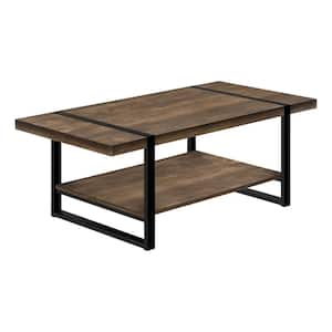 Mariana 47.25 in. Brown Rectangle Wood Coffee Table with Shelves, and Storage