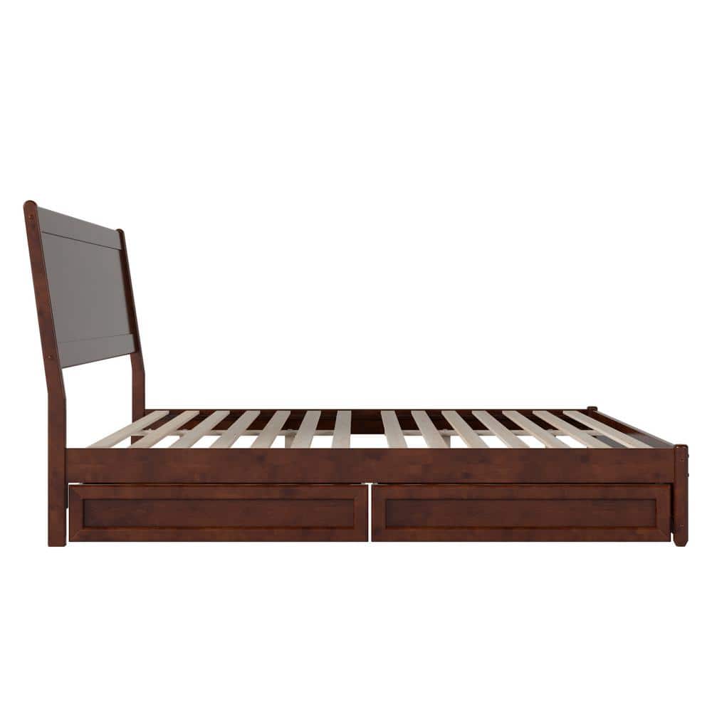 Casanova Dark Walnut King Wood Platform Bed with Storage Drawers