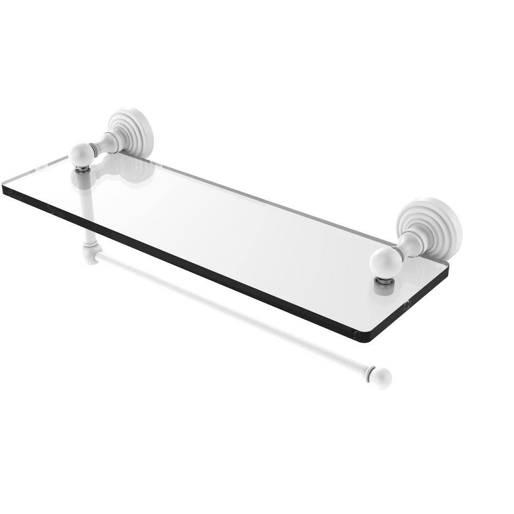 Allied Brass WP-1-16TB-IRW-PB Waverly Place Collection 16 Inch Solid IPE Ironwood Shelf with Integrated Towel Bar Polished Brass